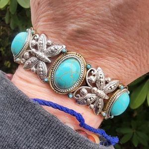 Butterfly 🦋 Patina Turquoise Boho bracelet free spirit Hippie people